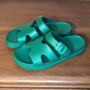 Amazon Green Slide Sandals with Buckle